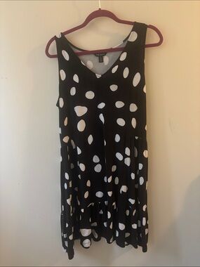 Tribal Black and White Polka Dot Sleeveless Dress ruffle bottom